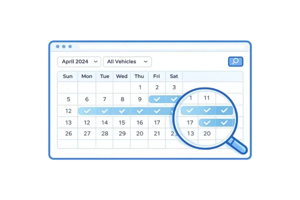 Motorhome hire booking and payment screens