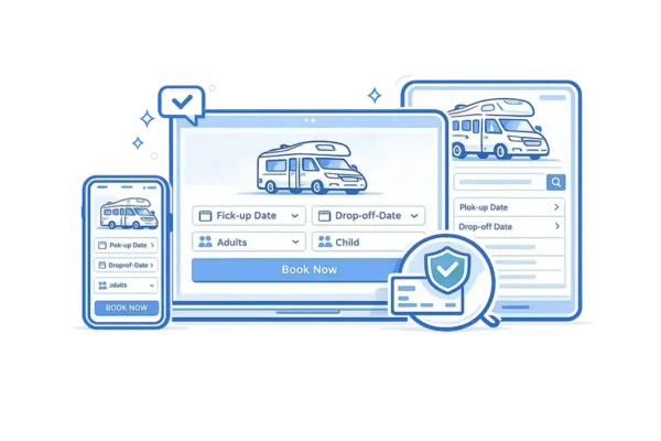 Motorhome booking confirmation on a phone