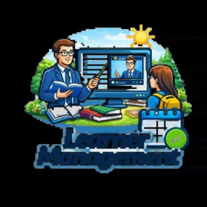 Learner Management System shown on desktop, tablet and phone